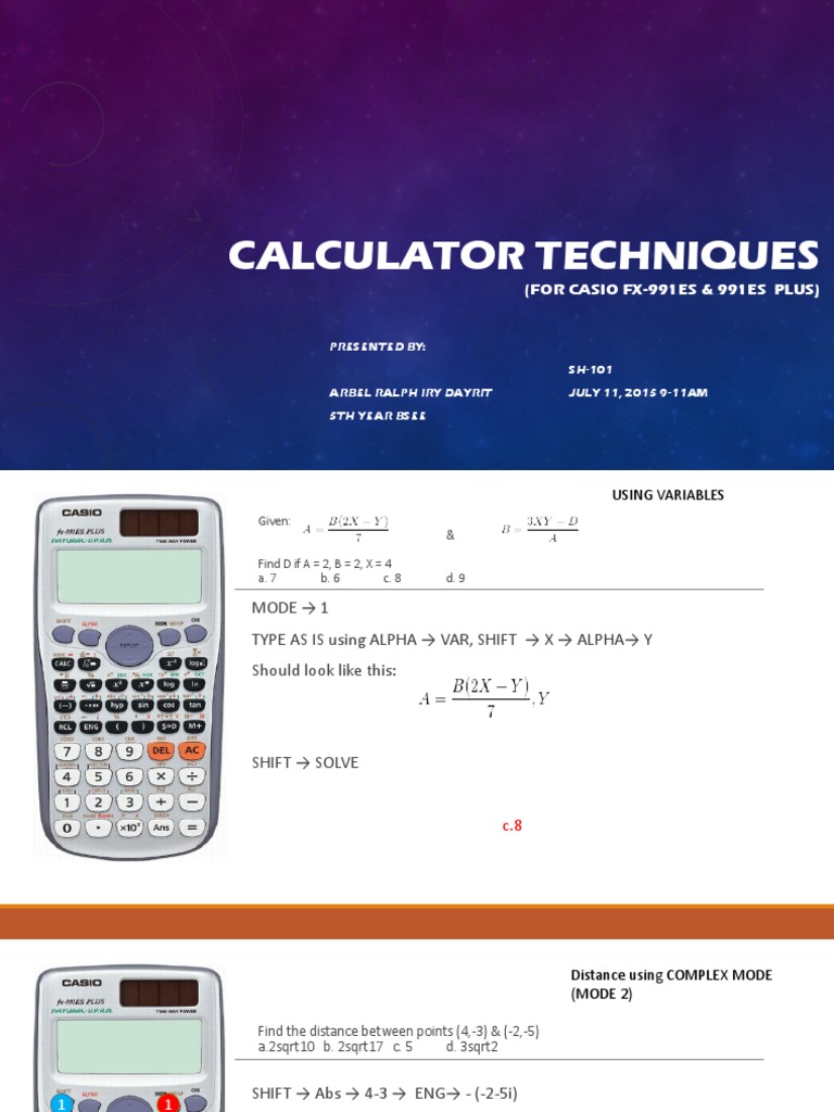 Calculator Techniques for BSEE Students | PDF | Variance | Mean