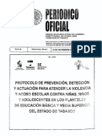 Protocolo de Prevención, Detección y Actuación para Atender La Violencia y Acoso Escolar Contra Niñas, Niños y Adolescentes en Planteles Educati