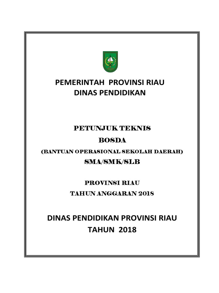 Panduan BOSDA Riau 2018 untuk Sekolah | PDF