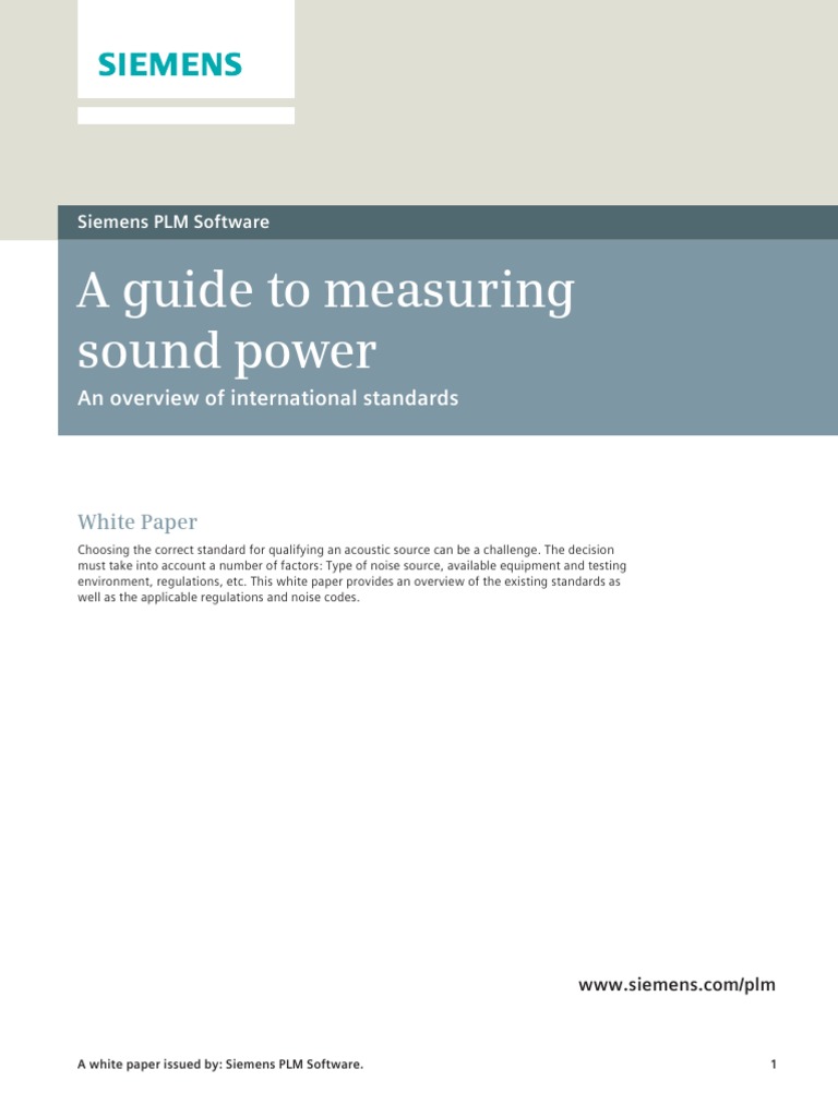 Siemens PLM A Guide To Measuring Sound Power | PDF | Sound | Decibel