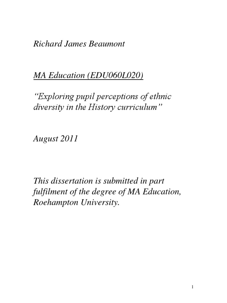 Ma Dissertation Pdf Multiculturalism Curriculum