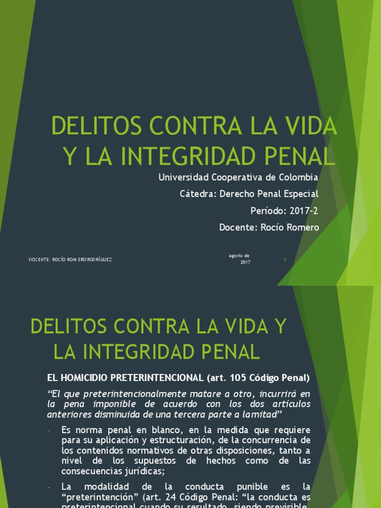 Delitos Contra La Vida y La Integridad Personal | PDF | Homicidio ...