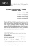 Developing Critical Thinking Skills of Students in Mathematics Learning