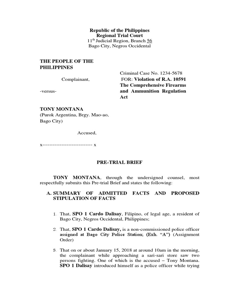 Pre Trial Brief Prosecutor | PDF | Evidence (Law) | Criminal Law