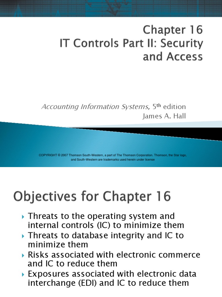 Chapter 16 IT Controls Part II Security and Access | PDF | Encryption ...