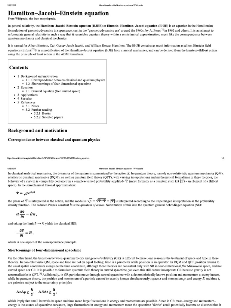 Hamilton Jacobi Einstein Equation | PDF