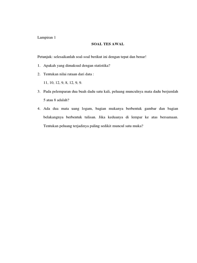Soal Tes Awal | PDF