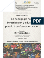 La Pedagogía Hoy: Investigación y Educación para La Transformación Social