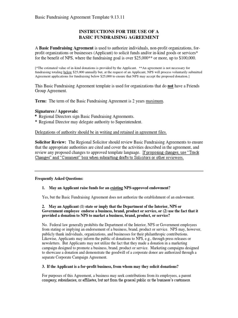 Basic Fundraising Agreement Template 9 13 11 PDF Fundraising Basic Fundraising Agreement Template 9 13 11 PDF Fundraising