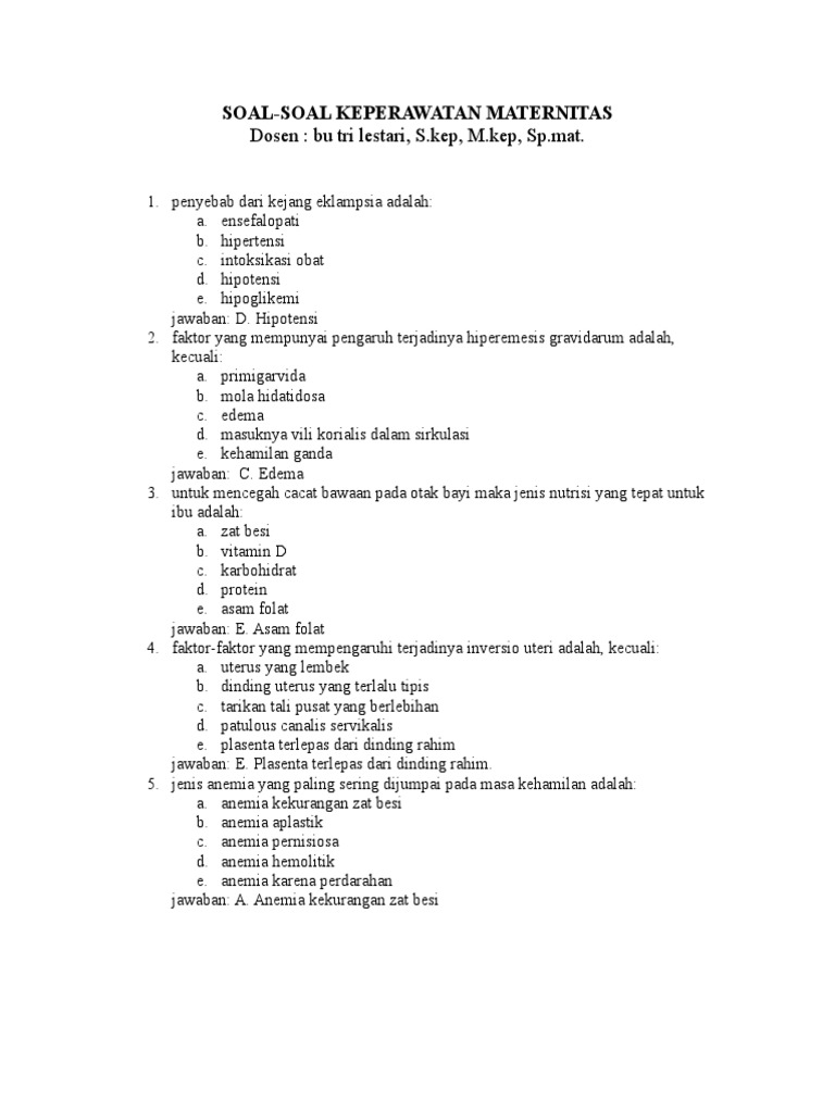 Soal Maternitas