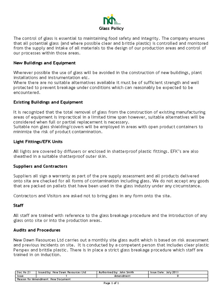 Glass Policy Sample Glasses Plastic