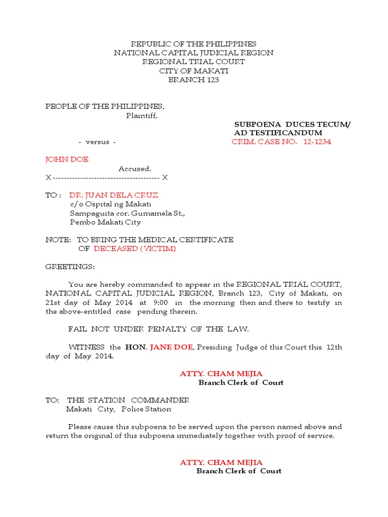6, 7, AND 8 Subpoena | PDF | Subpoena | Subpoena Duces Tecum