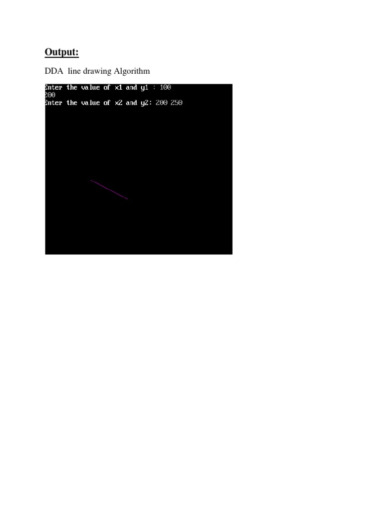 Output:: DDA Line Drawing Algorithm | PDF