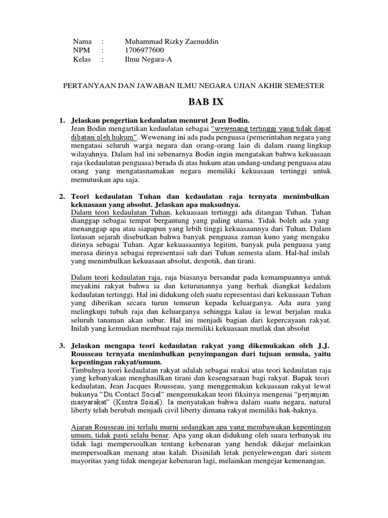 Soal Dan Jawaban Ilmu Negara Uas Fixed Hari Ini Pdf