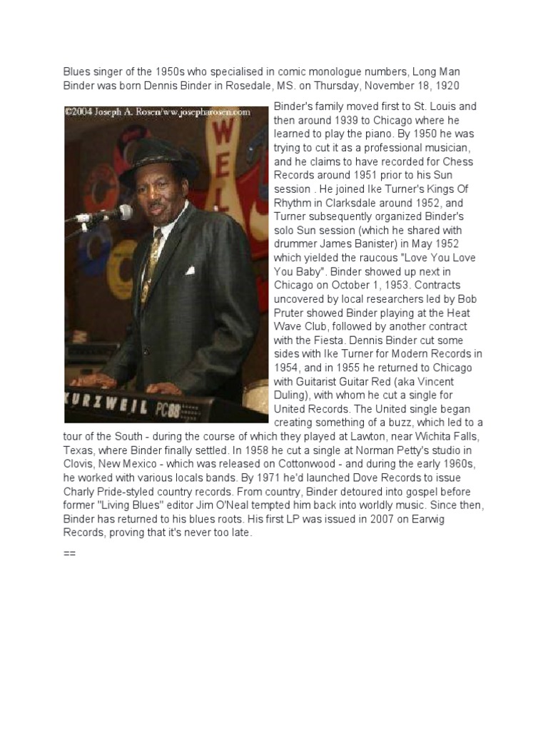 Dennis Binder PDF Blues African American Music