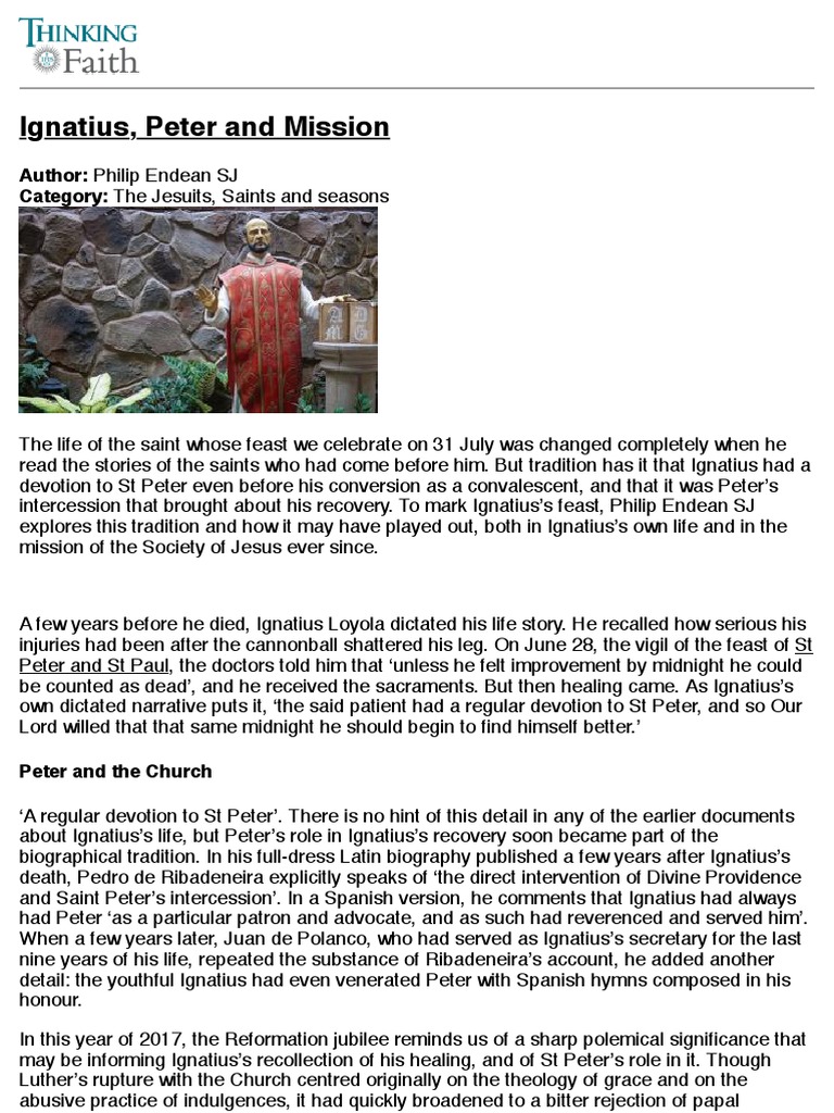 Ignatius Loyola's Devotion to St. Peter | PDF | Ignatius Of Loyola ...