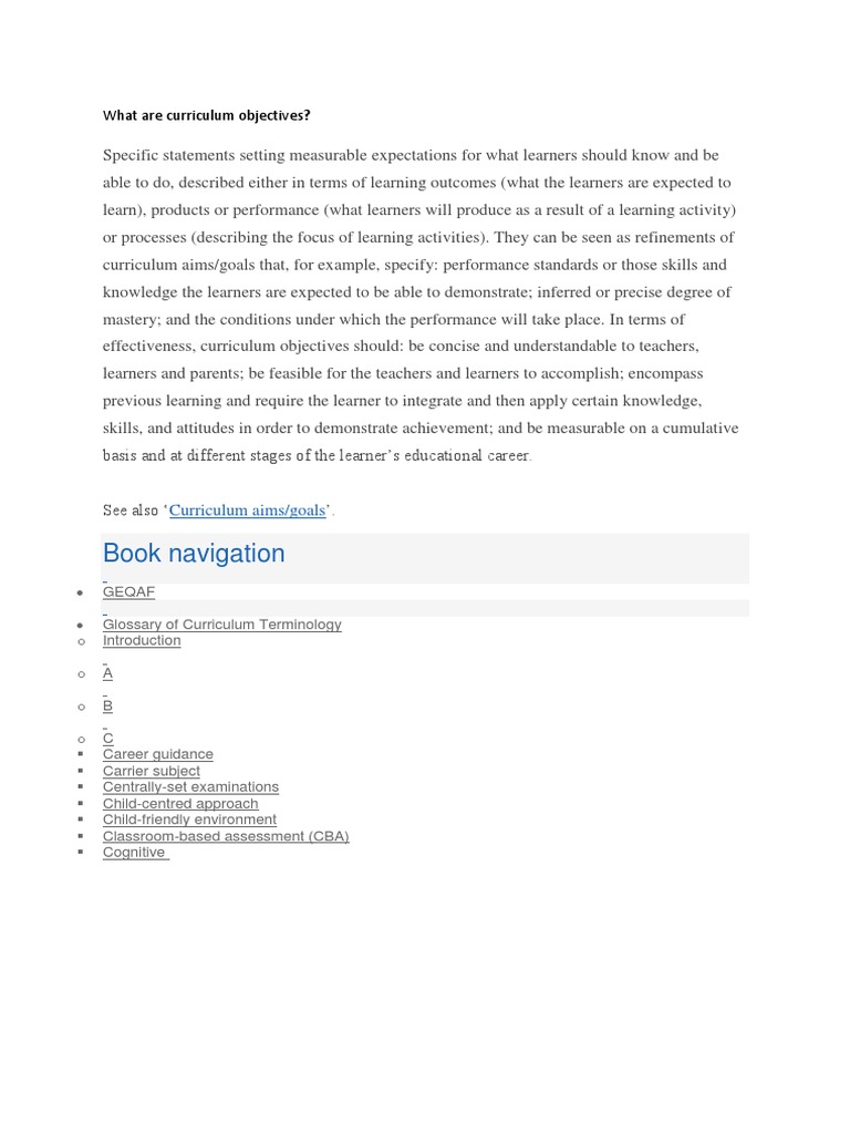 What Are Curriculum Objectives | PDF | Career & Growth