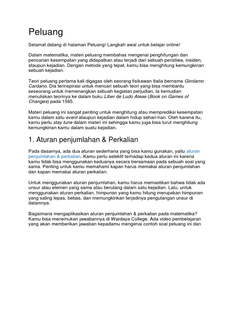 Contoh Soal Dan Pembahasan Aturan Penjumlahan - Soal Kelasmu