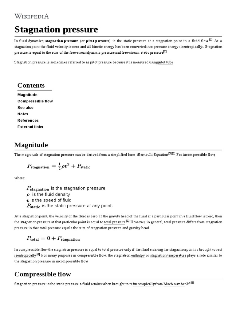 Stagnation Pressure Fluid Dynamics Pressure
