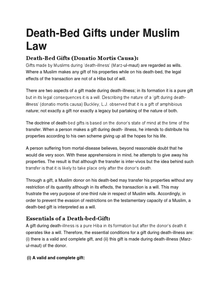 Death Bed Gifts PDF Will And Testament Justice
