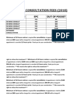 Osteopath Consultation Fees (2018) : Consultatoin EPC Out of Pocket