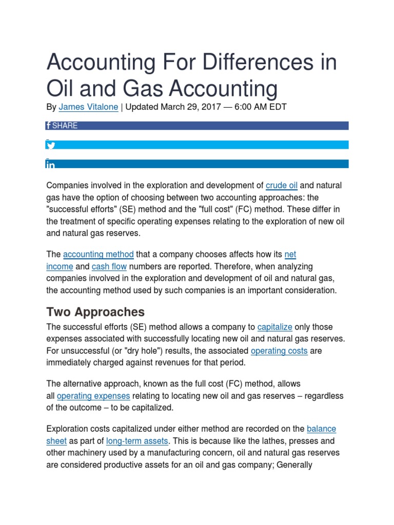 Accounting For Differences in Oil and Gas Accounting PDF