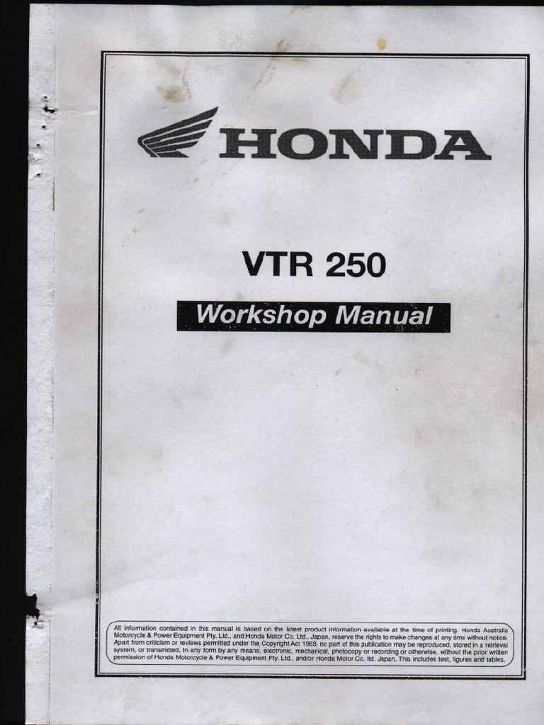 VTR250 Workshop Manual PDF | PDF
