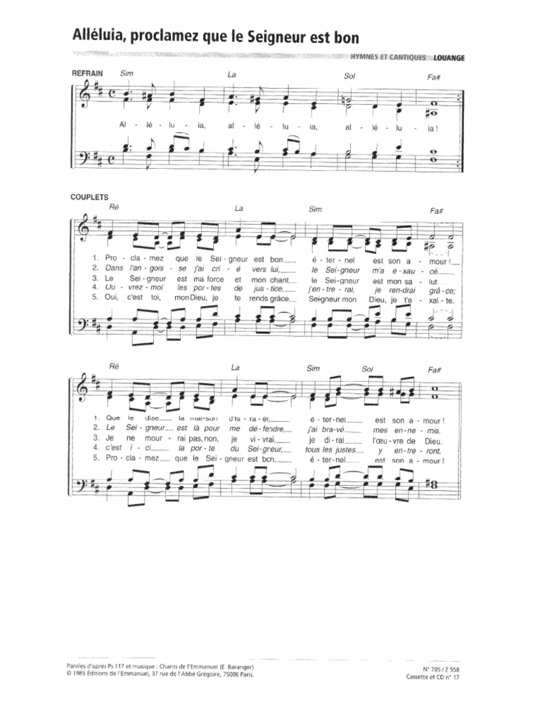 Alleluia Proclamez Que Le Seigneur Est Bon