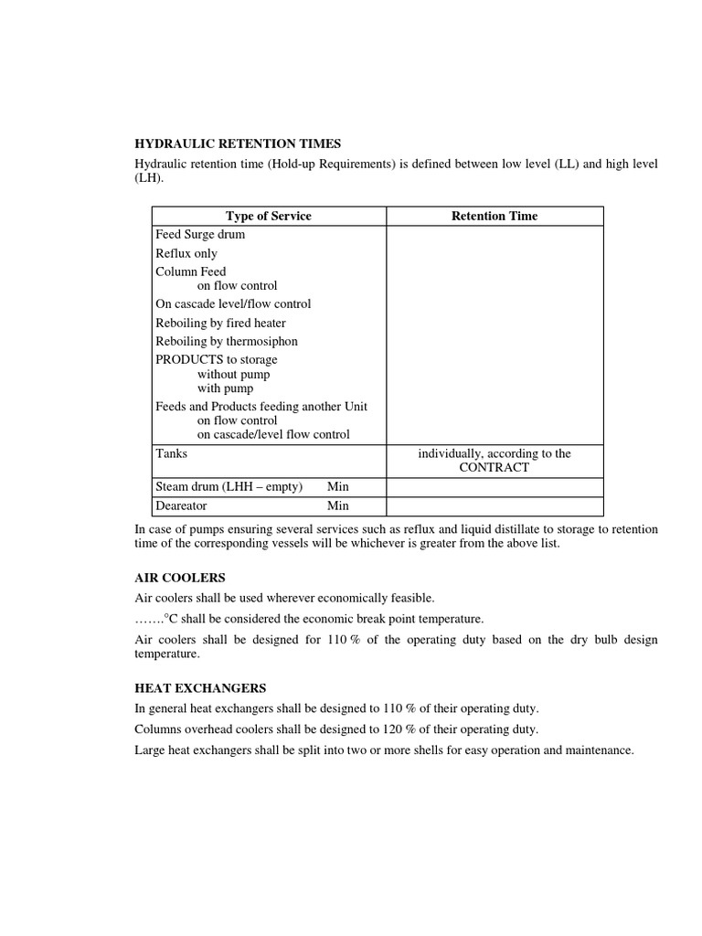 Hydraulic Retention Times PDF