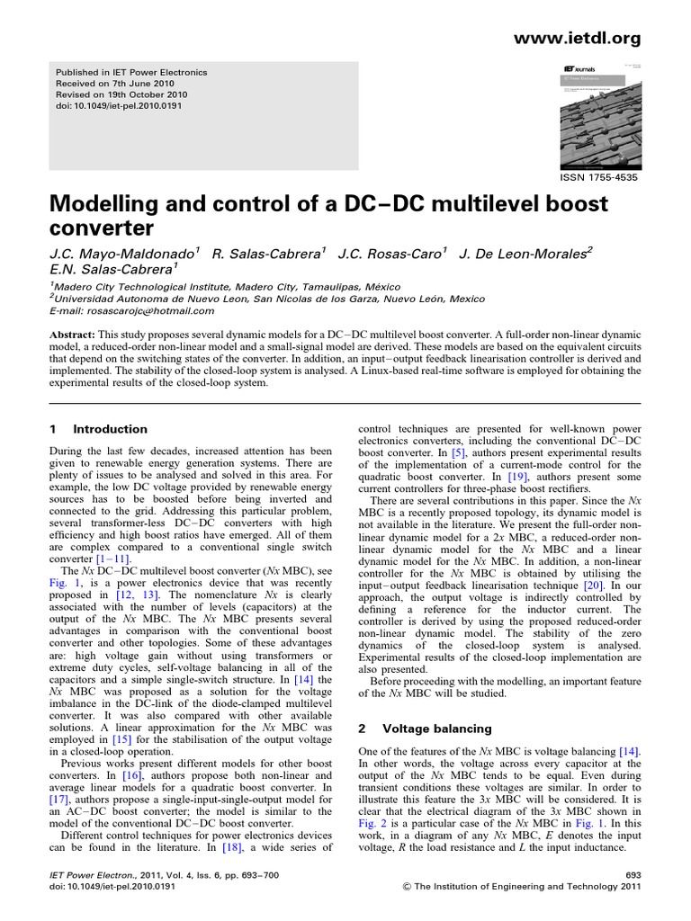 Modelling and Control of A DC - DC Multilevel Boost Converter | PDF ...