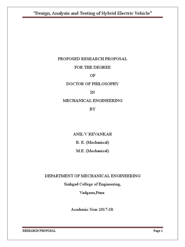 Research Proposal PDF Electric Vehicle Engines