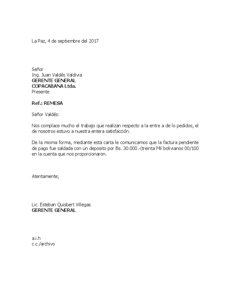 Carta de Remesa