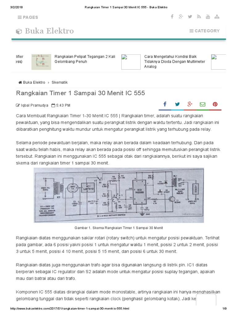 Rangkaian Timer 1 Sampai 30 Menit IC 555 - Buka Elektro | PDF