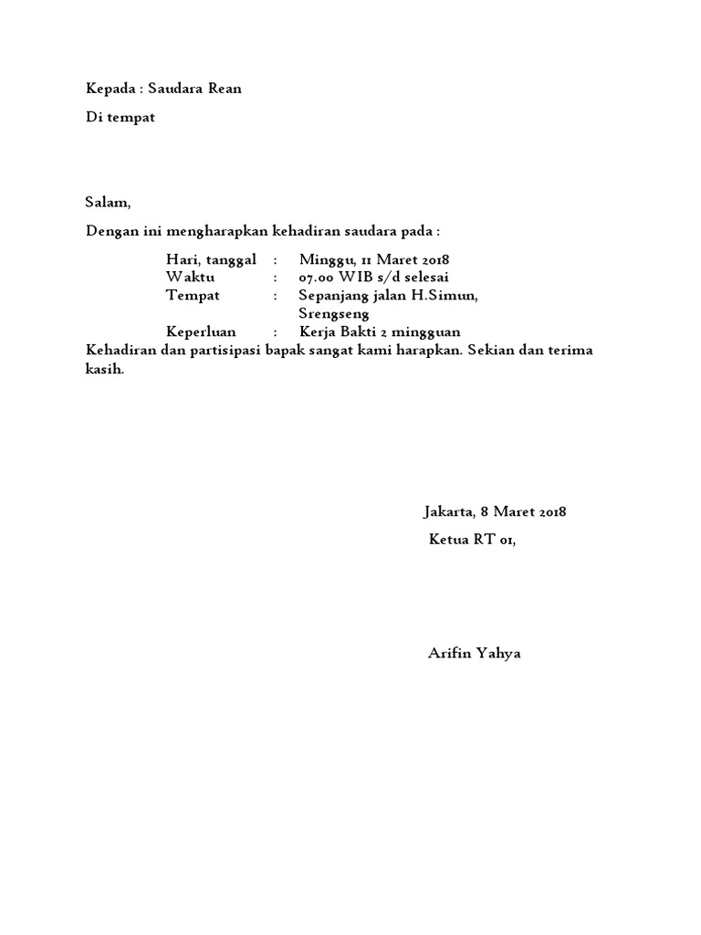 Surat Setengah Resmi