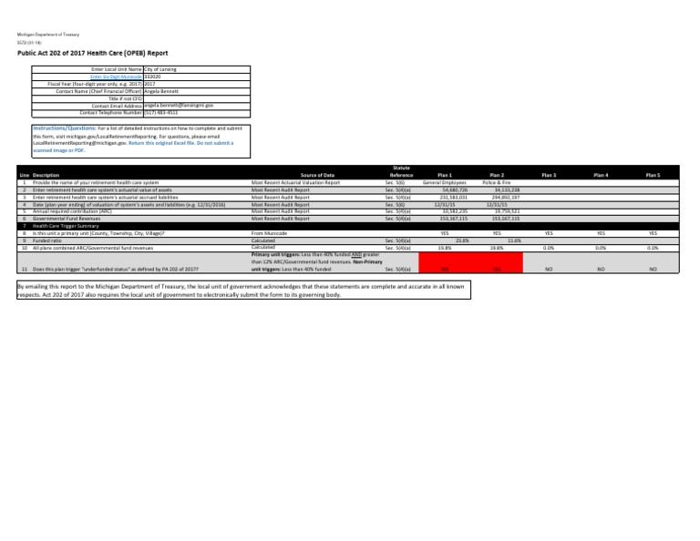 Lansing Retirement Health Care 2017 Form 5572 - 2018 | PDF | Fund ...