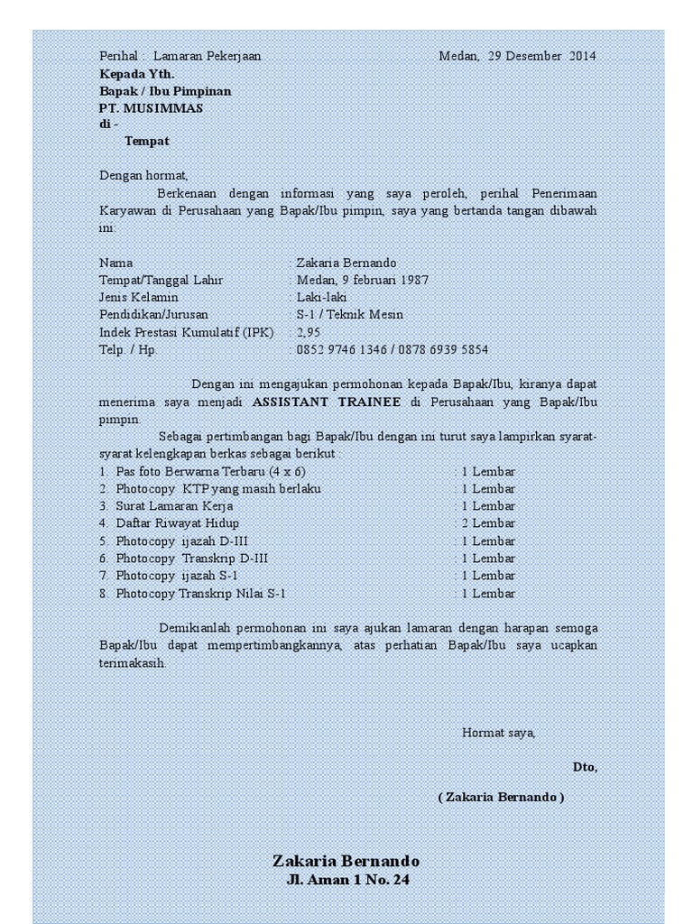 Lamaran Kerja Musimmasdoc