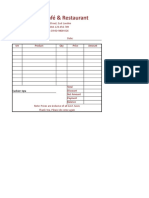 Restaurant Bill Format in Excel