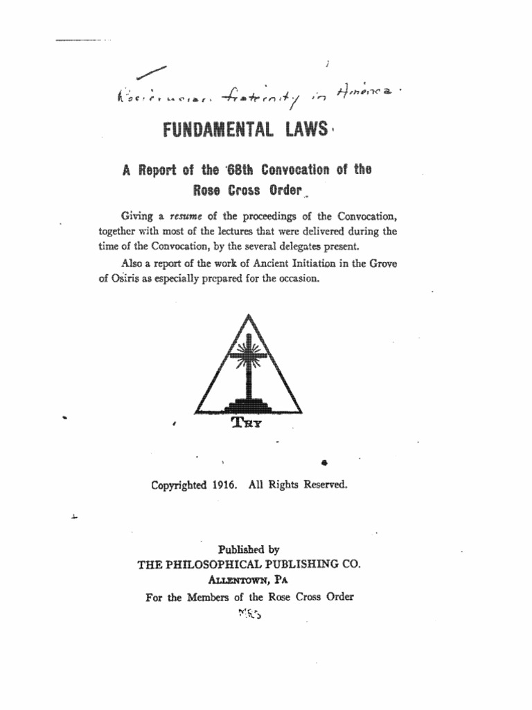1916 Clymer Fundamental Laws PDF Rosicrucianism Individualism