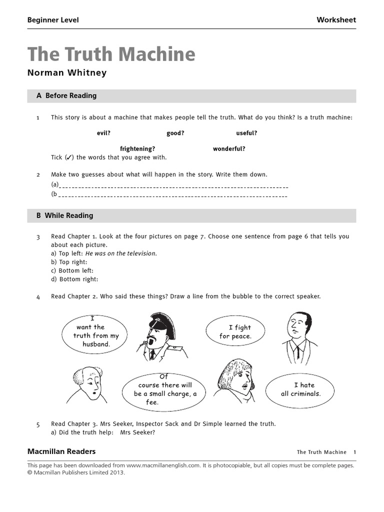 The Truth Machine Worksheet | PDF