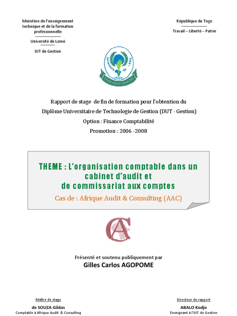 Rapport S L Organisation Comptable Cabinet Pdf Audit Comptabilite