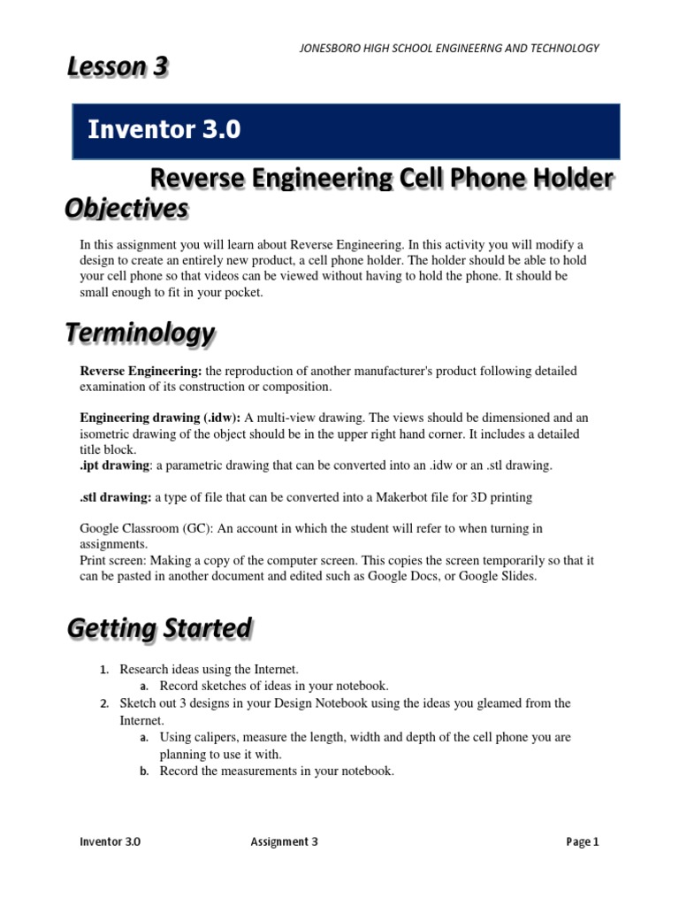 Reverse Engineering a Cell Phone Holder | PDF | Drawing | Engineering