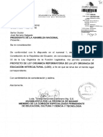 Proyecto de Ley Org Nica Reformatoria de La Ley Org Nica de Educaci N Intercultural (LOEI) Tr. 320143