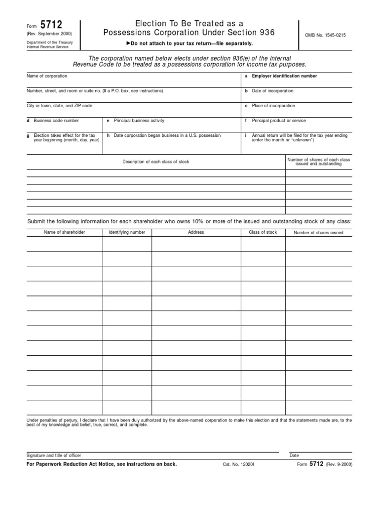 Election To Be Treated As A Possessions Corporation Under Section 936 ...