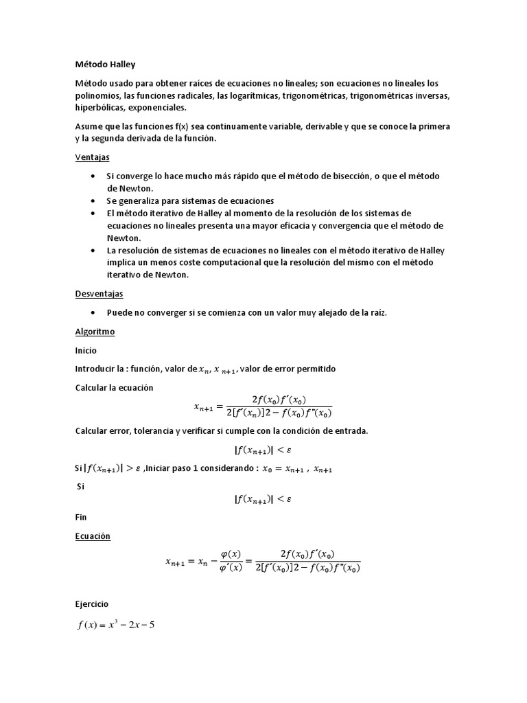 Método Halley para Raíces No Lineales | PDF | Análisis numérico | Números