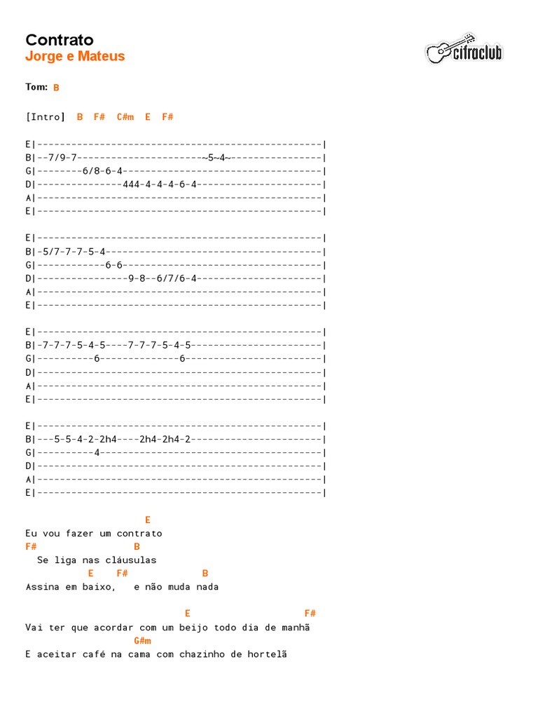 Cifra Club e Mateus Contrato PDF Lazer Entretenimento