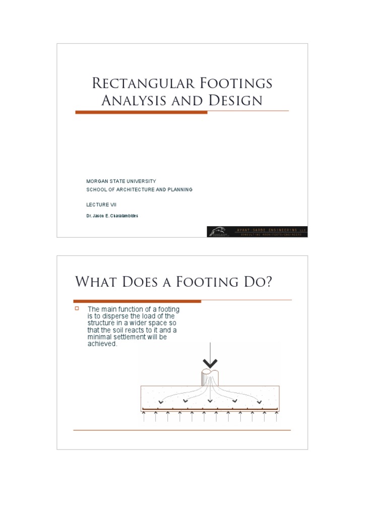 Rectangular Footings Analysis and Design: What Does A Footing Do? | PDF ...
