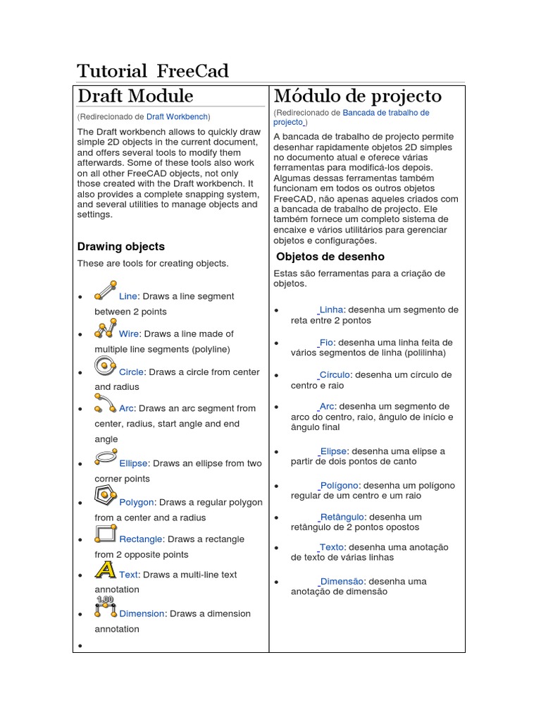 Tutorial do Módulo Draft do FreeCAD | PDF | Auto Cad | Computação e ...