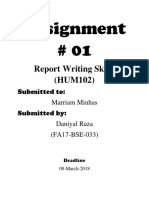 Assignment # 01: Report Writing Skills (HUM102)