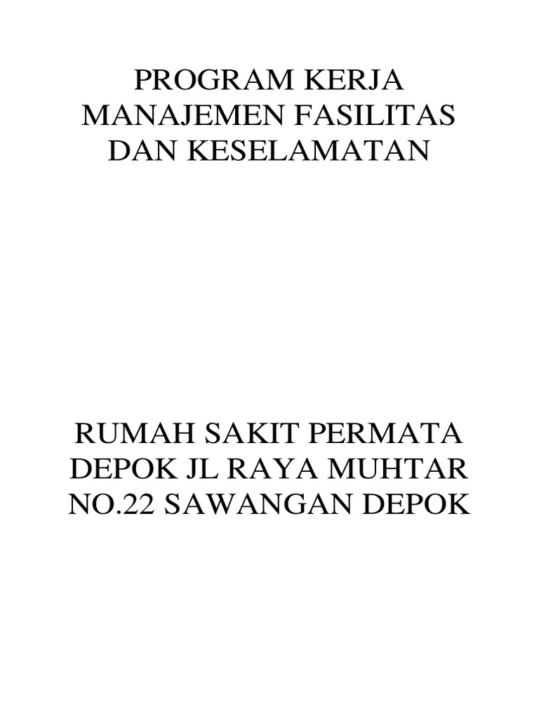 Program Kerja Manajemen Fasilitas Dan Keselamatan