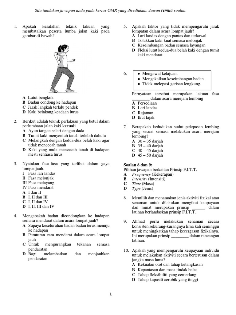 Soalan PJK Tingkatan 2 Ujian 1 2018 KSSM